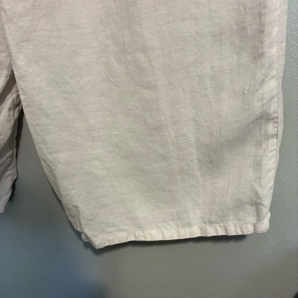 Halston Heritage Cream Linen Wide Leg Pants Drawstring Size L - Picture 7 of 7